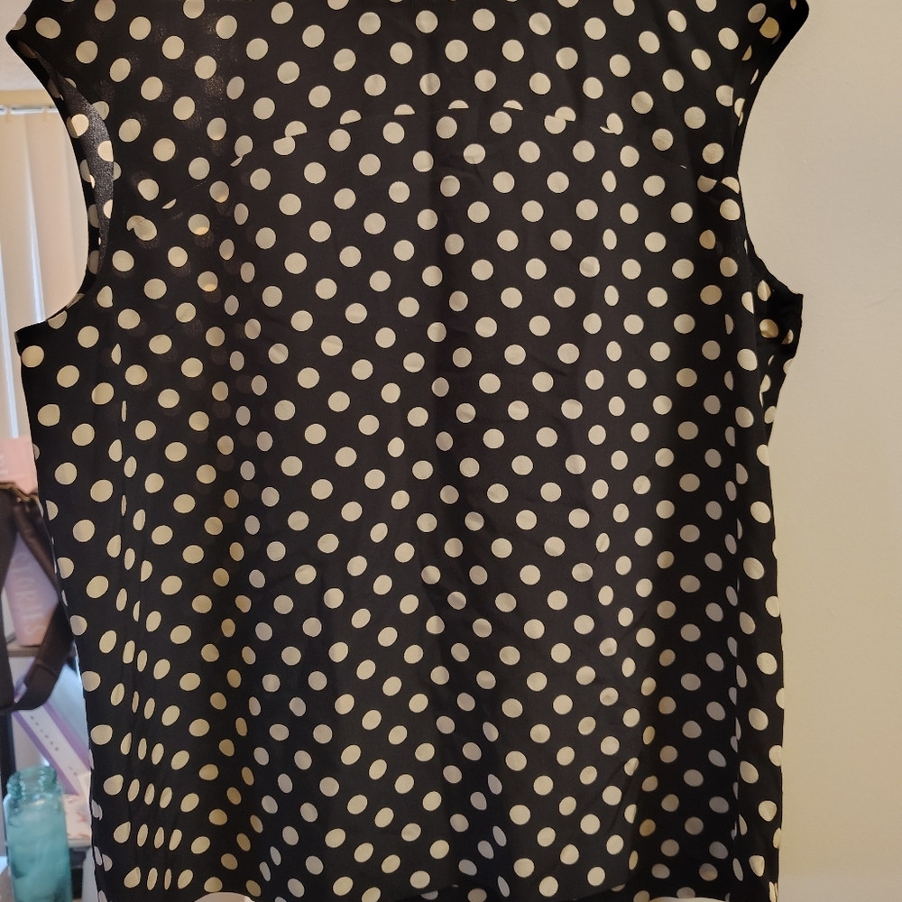 Dark blue almost black tank with tan polka dots dress shirt Kate Spade size XL - Picture 2 of 6